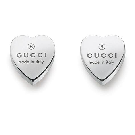 gucci trademark silver heart stud earrings|Gucci sterling silver heart earrings.